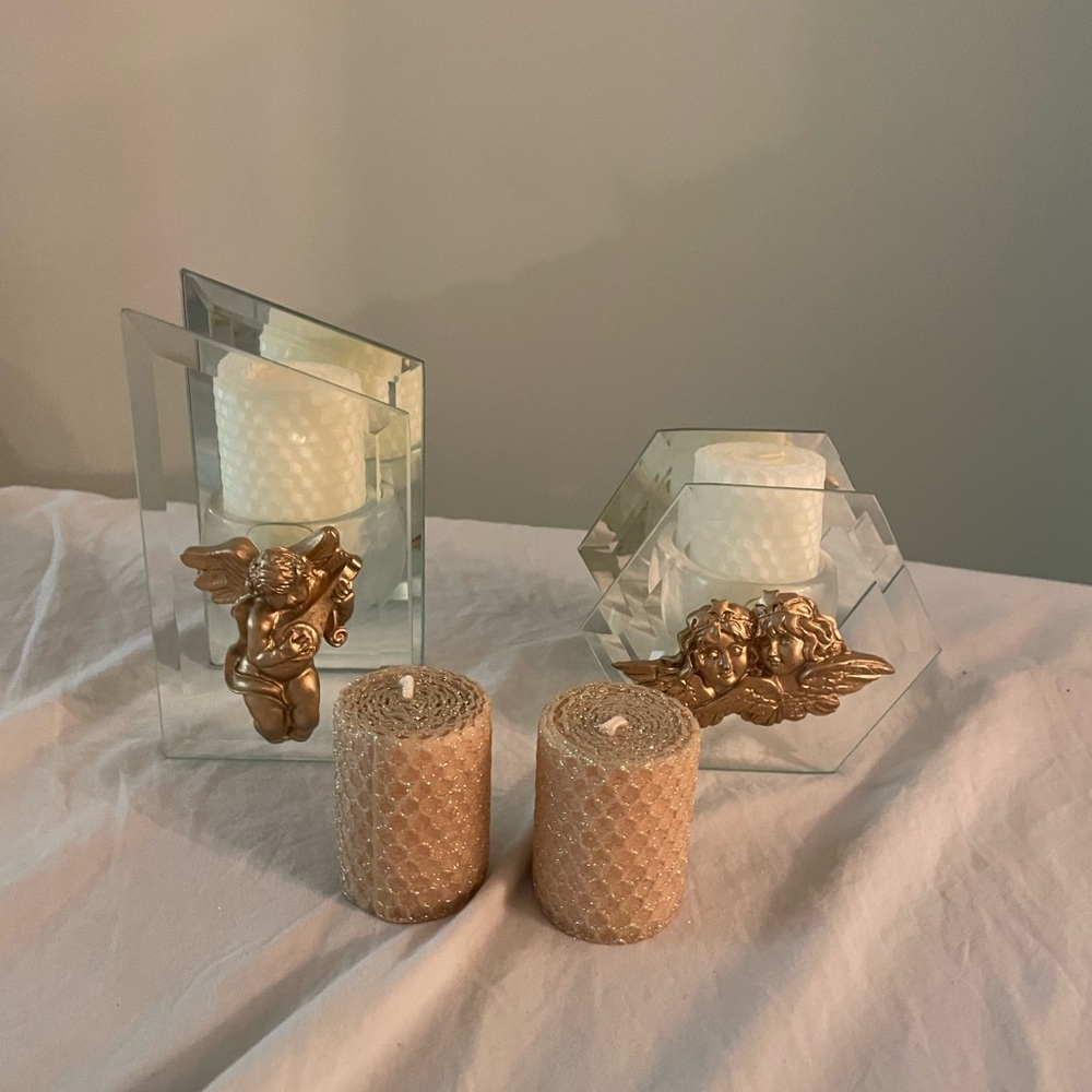 Elegant Gold Angel Candle Holders